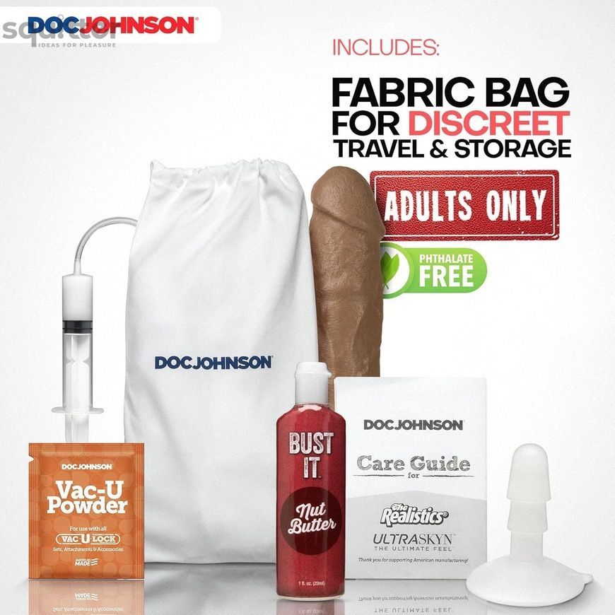 Фалоімітатор, що кінчає Doc Johnson The Realistic Cock ULTRASKYN - Squirting 9,5 Inch Caramel SX4471 - онлайн-сексшоп Сквітер