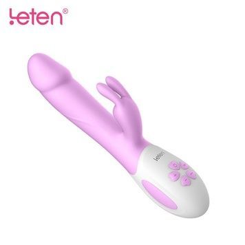 Вібратор-кролик з масажними стволом і підігрівом Leten Alina Purple, два мотори SO3599 - онлайн-сексшоп Сквітер