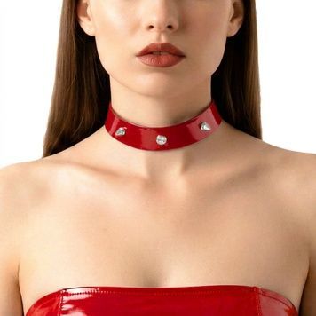 Лакований чокер з шипами Art of Sex - Mistress, колір червоний, розмір M SX3779 - онлайн-сексшоп Сквітер