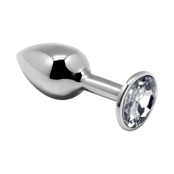 Металева анальна пробка з кристалом Alive Mini Metal Butt Plug White L SO6005 фото