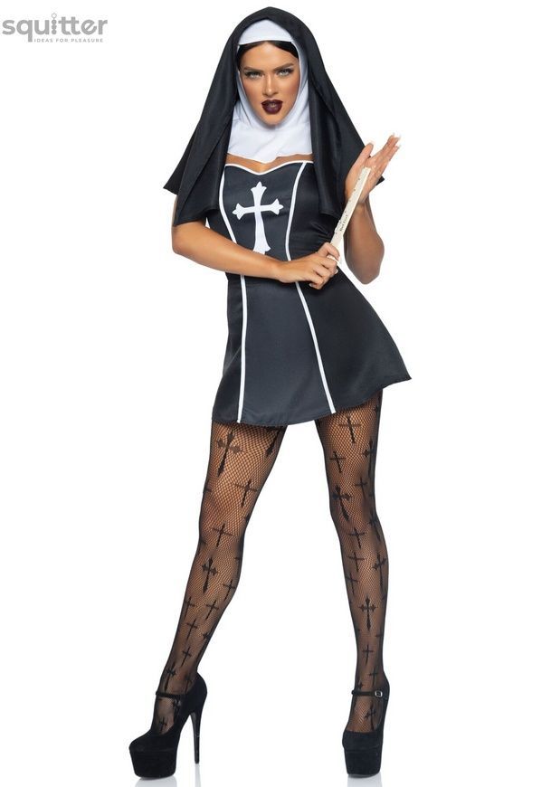Костюм черниці Leg Avenue Naughty Nun XS, сукня, головний убір SO8549 - онлайн-сексшоп Сквітер