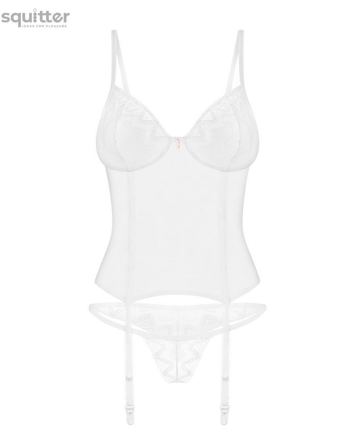 Корсет Obsessive Alissium corset & thong, XS/S, гнучкі кісточки, відкрита спина, стрінги в комплекті SX0600 - онлайн-сексшоп Сквітер
