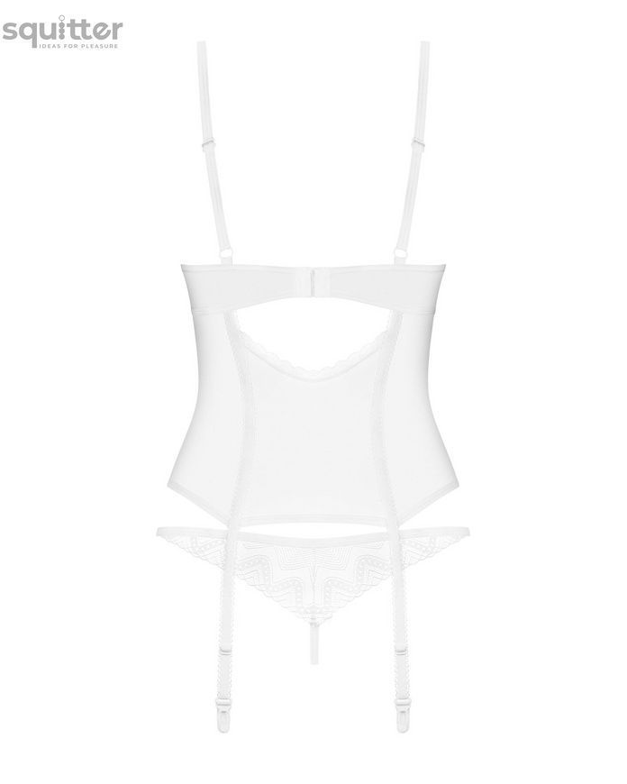 Корсет Obsessive Alissium corset & thong, XS/S, гнучкі кісточки, відкрита спина, стрінги в комплекті SX0600 - онлайн-сексшоп Сквітер