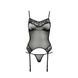 Корсет з пажами Passion MELANIA CORSET XXL/XXXL, black, трусики, напівпрозорий EL16309,5 - інтернет-магазин інтимних товарів Squitter
