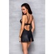 Бэби-долл из эко-кожи и кружева Loona Chemise black L/XL - Passion SO5358 фото 4