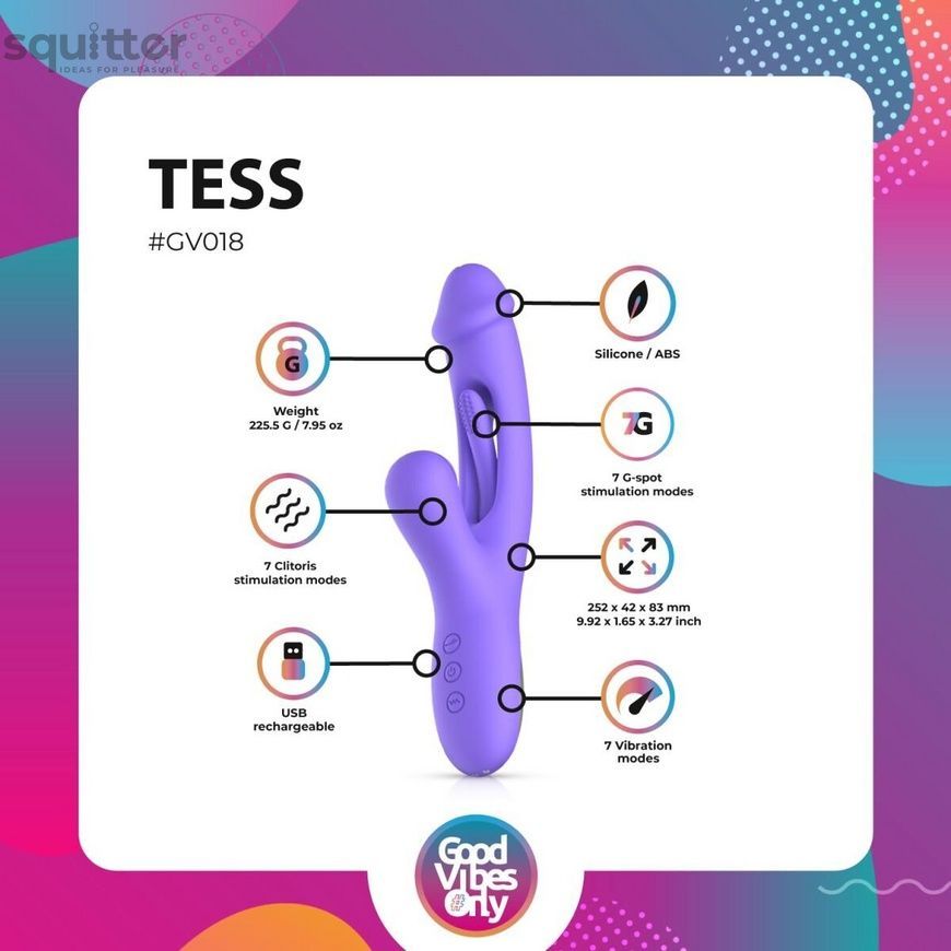 Вібратор-кролик Good Vibes Only - Tess Rabbit Vibrator with G-Spot Stimulator SX3065 - онлайн-сексшоп Сквітер