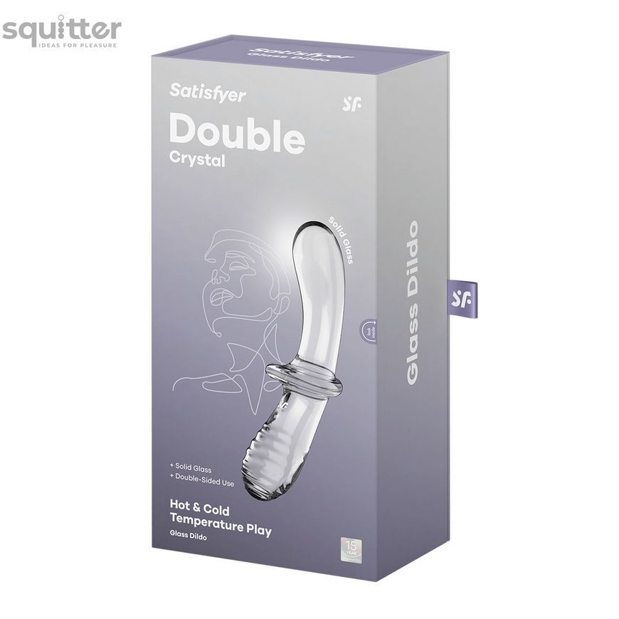 Двосторонній скляний дилдо Satisfyer Double Crystal Transparent, боросилікатне скло, унісекс SO8784 - онлайн-сексшоп Сквітер