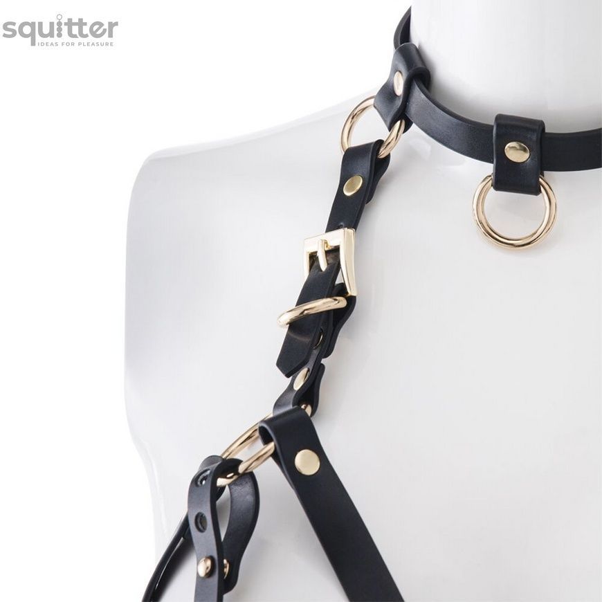 Портупея на грудь LOCKINK SEVANDA Queen Chest Harness with Removable Bra, чорна, зі знімними пестис SX0873 - онлайн-сексшоп Сквітер
