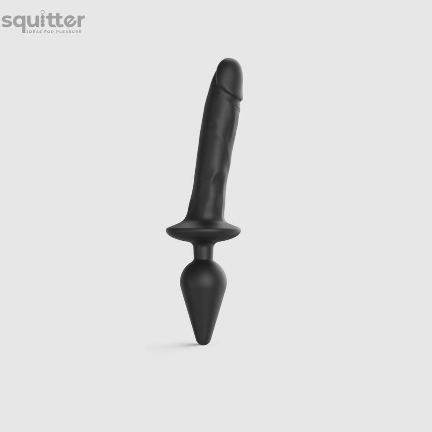 Анальная пробка с дилдо 2в1 Strap-On-Me SWITCH PLUG-IN REALISTIC DILDO Black XXL, диаметр 5,2/3,9 см SO6830 фото