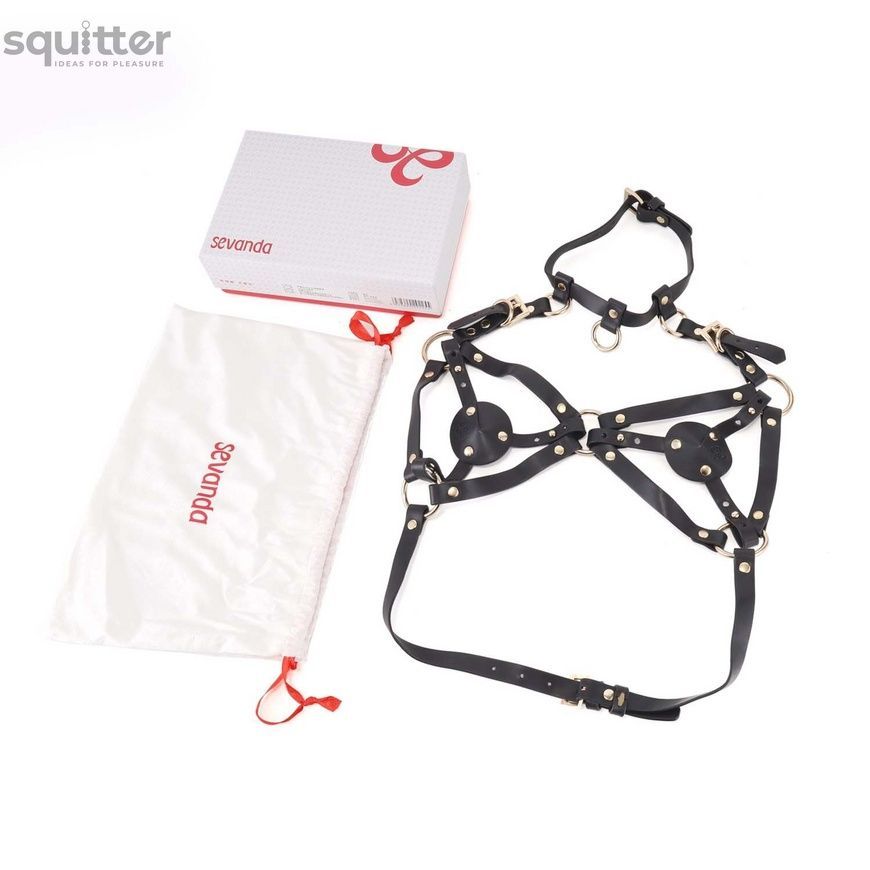 Портупея на грудь LOCKINK SEVANDA Queen Chest Harness with Removable Bra, чорна, зі знімними пестис SX0873 - онлайн-сексшоп Сквітер