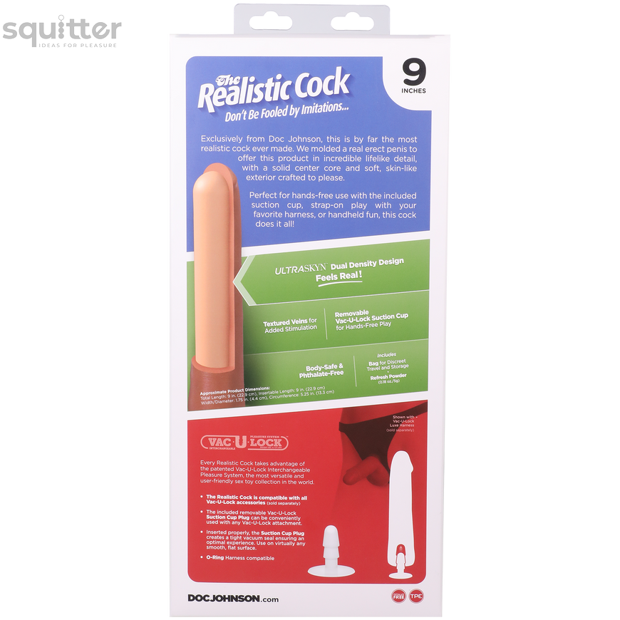 Фалоімітатор Doc Johnson The Realistic Cock ULTRASKYN - 9 Inch Chocolate SX4478 - онлайн-сексшоп Сквітер