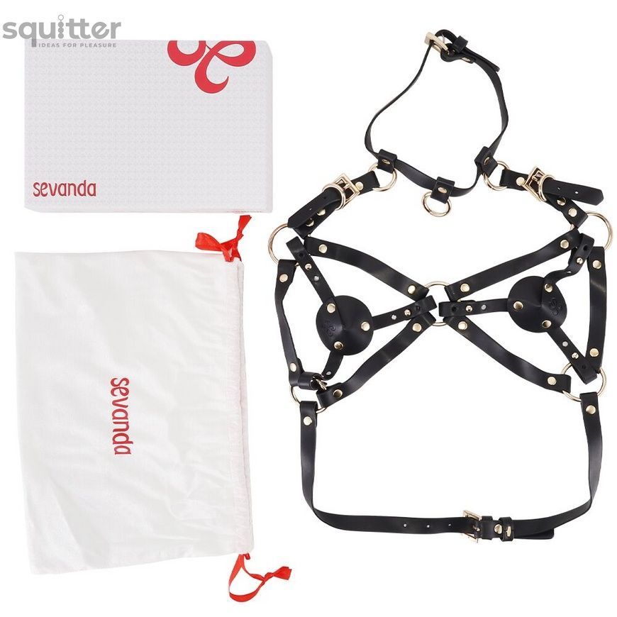 Портупея на грудь LOCKINK SEVANDA Queen Chest Harness with Removable Bra, чорна, зі знімними пестис SX0873 - онлайн-сексшоп Сквітер