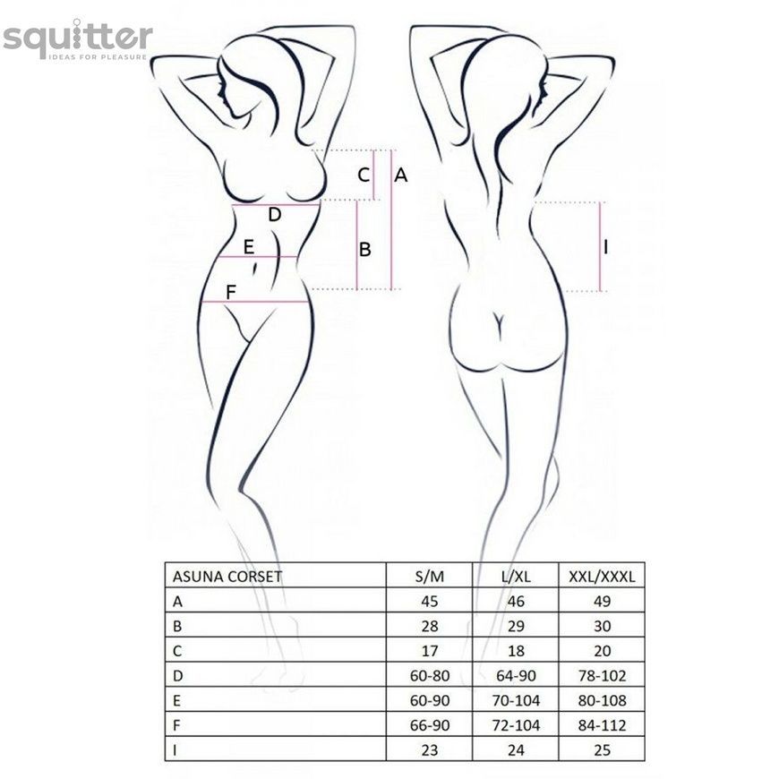 Корсет під шкіру ASUNA CORSET black S/M Passion SO4126 - онлайн-сексшоп Сквітер