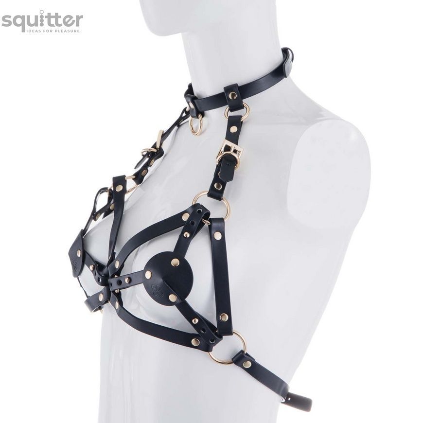Портупея на грудь LOCKINK SEVANDA Queen Chest Harness with Removable Bra, чорна, зі знімними пестис SX0873 - онлайн-сексшоп Сквітер