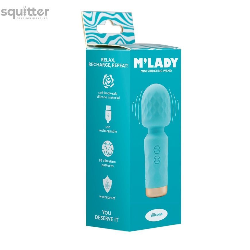 Вібромасажер M&rsquo;Lady Mini Vibrating Wand Teal SX3146 - онлайн-сексшоп Сквітер