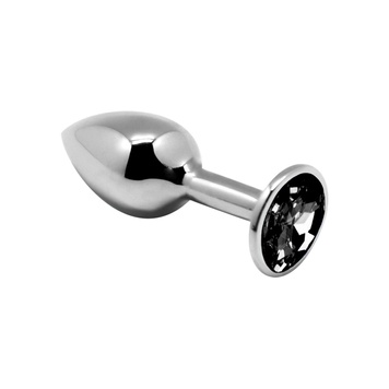 Металева анальна пробка з кристалом Alive Mini Metal Butt Plug Black M SO6000 фото