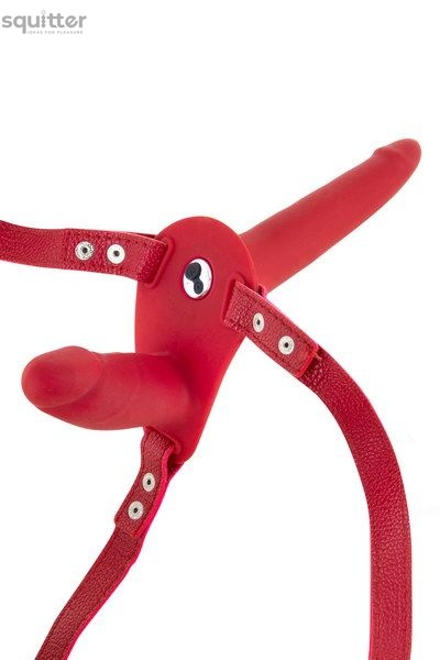 Двойной страпон с вибрацией Fetish Tentation Vibrating Strap-On with Double Dildo Red SO3752 фото