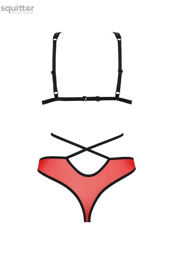 Комплект білизни Passion PEONIA SET XXL/XXXL red, бра, трусики SO8468 - онлайн-сексшоп Сквітер