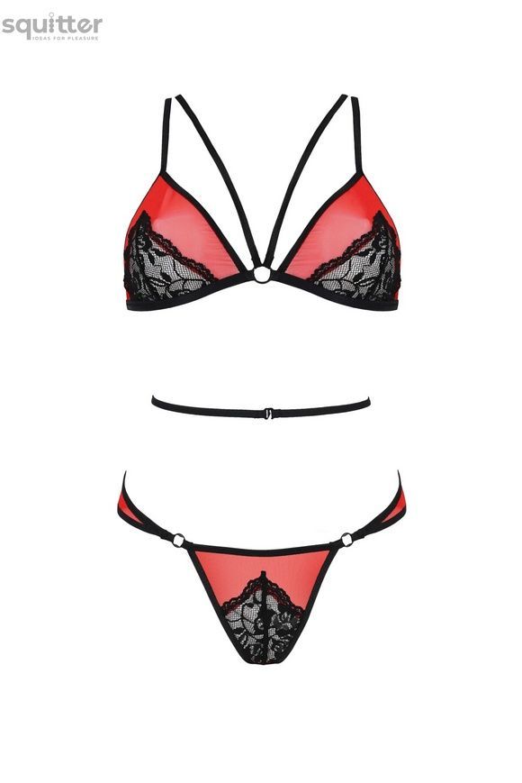 Комплект білизни Passion PEONIA SET XXL/XXXL red, бра, трусики SO8468 - онлайн-сексшоп Сквітер