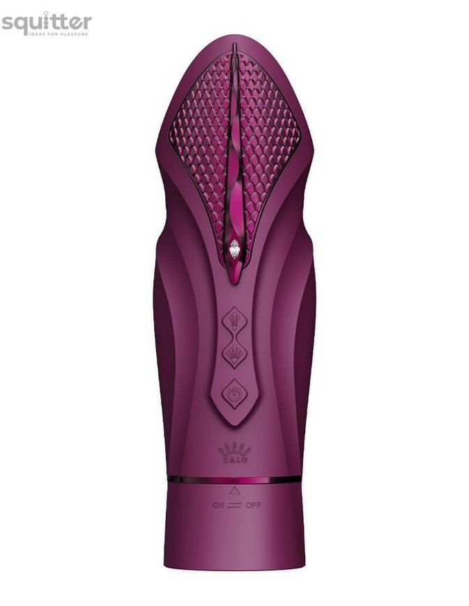 Компактна смарт секс-машина Zalo &ndash; Sesh Velvet Purple, 2 насадки, пульт ДК, кристал Swarovski SO9555 - онлайн-сексшоп Сквітер