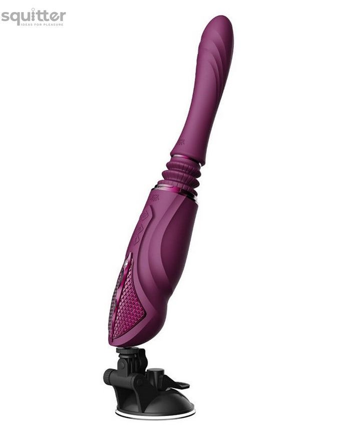 Компактна смарт секс-машина Zalo &ndash; Sesh Velvet Purple, 2 насадки, пульт ДК, кристал Swarovski SO9555 - онлайн-сексшоп Сквітер