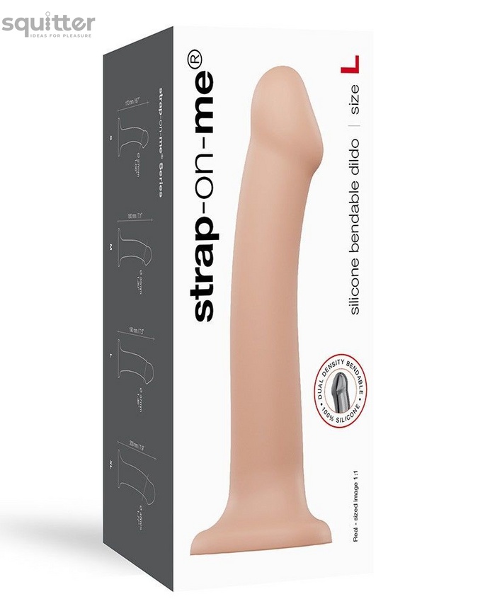 Насадка для страпона Strap-On-Me Dual Density Dildo Flesh L, діаметр 3,7 см, двошарова, гнучка SO2355 фото