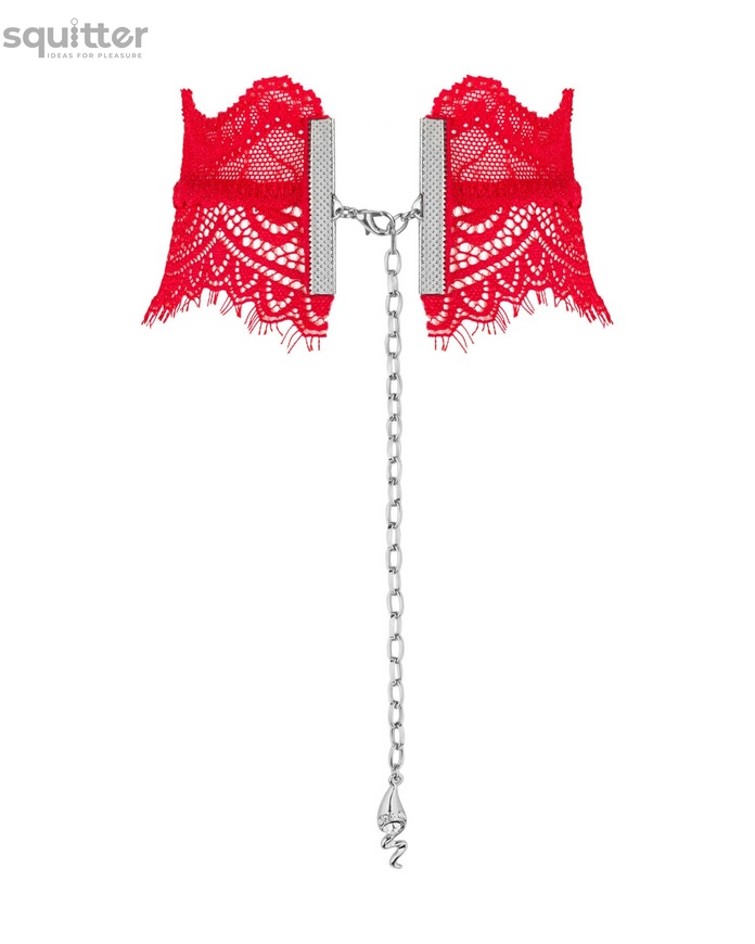 Широкий кружевной чокер Obsessive Bergamore choker, red SO7686 фото