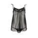 Сорочка прозора бебі-дол Passion MELANIA CHEMISE L/XL, black, трусики, на тонких бретелях EL16304,3 - інтернет-магазин інтимних товарів Squitter