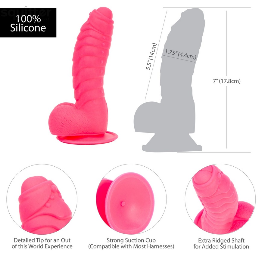 Ребристый фаллоимитатор на присоске ADDICTION — Tom 7″ Dildo With Balls — Pink, вибропуля в подарок SO5585 фото