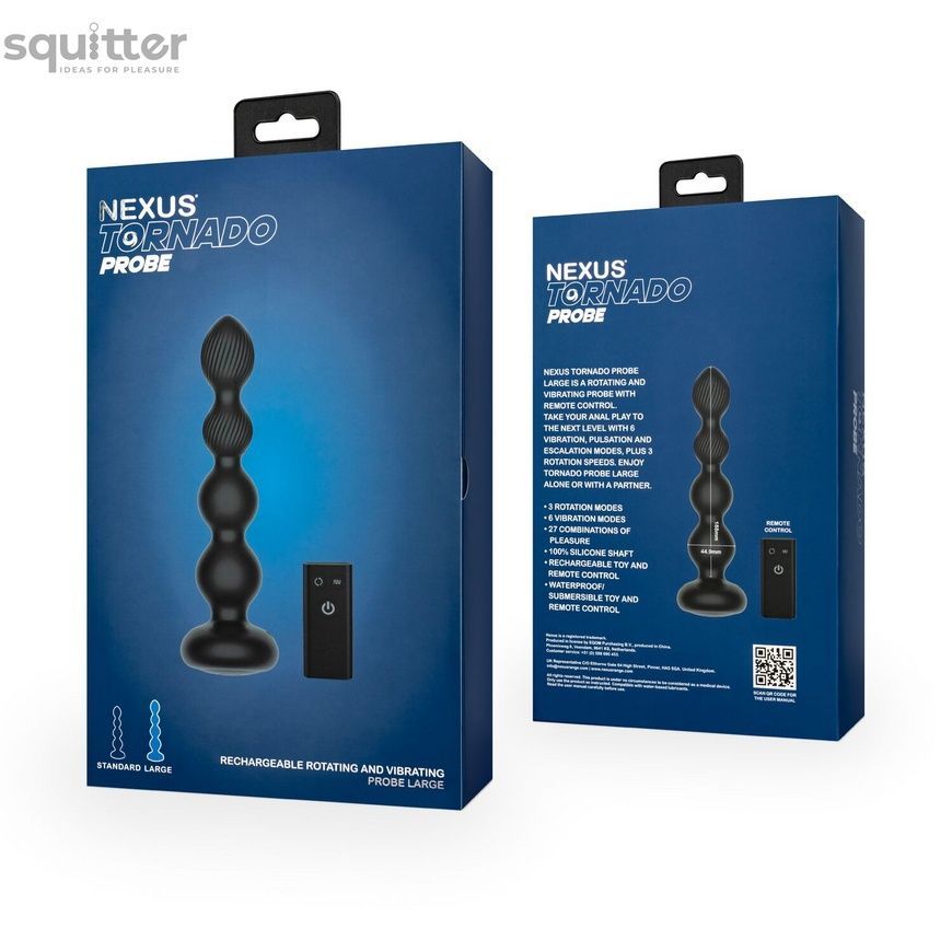 Анальний віброротатор Nexus Tornado Probe Edition Large, діаметр 4,5 см, вібрація + ротація, пульт ДУ SX2415 - онлайн-сексшоп Сквітер