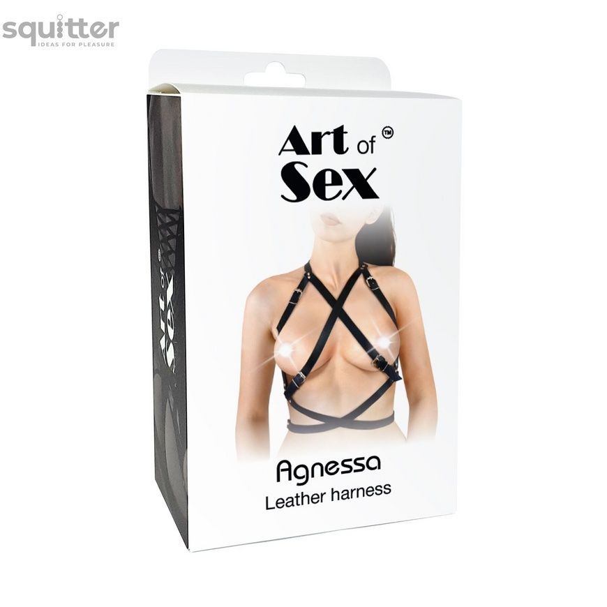 Женская портупея Art of Sex - Agnessa Leather harness, Черный L-2XL SO8399 - онлайн-сексшоп Сквитер
