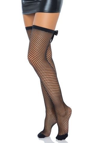 Leg Avenue Bow backseam thigh highs Black O/S SO8600 - онлайн-сексшоп Сквитер