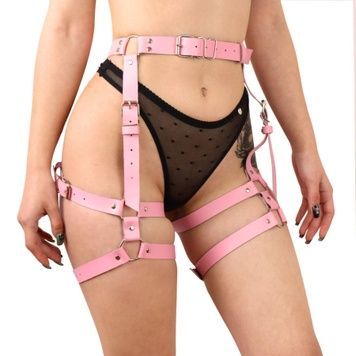 Гартеры Art of Sex - Claire, натуральная кожа, размер L-2XL, цвет розовый SO7764 - онлайн-сексшоп Сквитер