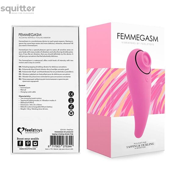 Пульсатор для клітора плюс вібратор FeelzToys - FemmeGasm Tapping & Tickling Vibrator Pink SO4579 фото