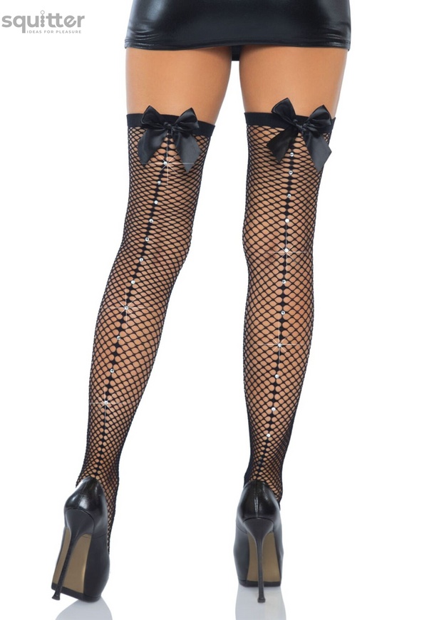 Leg Avenue Bow backseam thigh highs Black O/S SO8600 фото