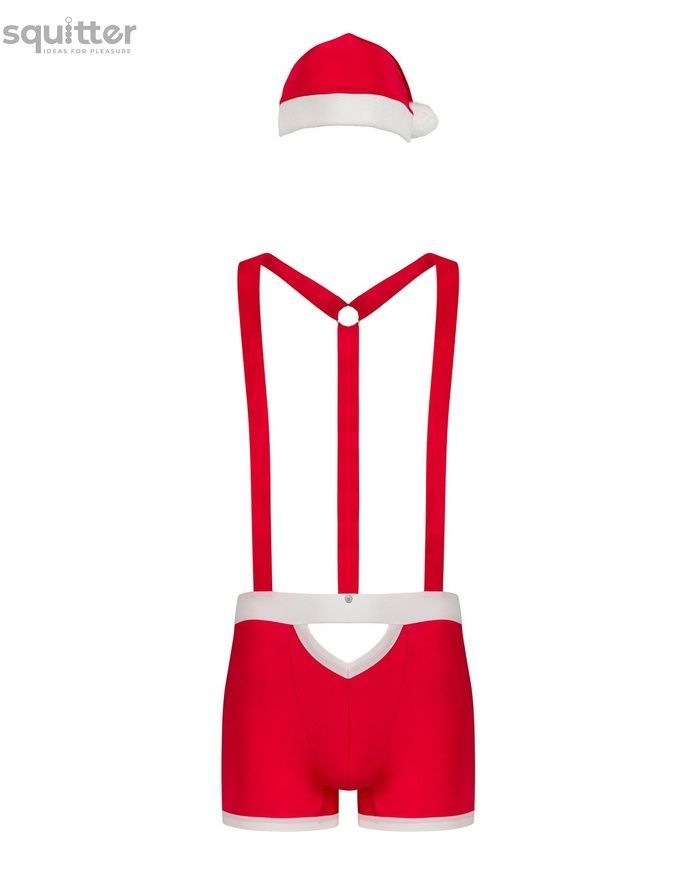 Мужской эротический костюм Санта-Клауса Obsessive Mr Claus L/XL, боксеры на подтяжках, шапочка с пом SO7295 - онлайн-сексшоп Сквитер