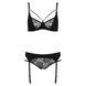 Комплект белья PAULINE SET black L/XL Passion: стрэпы: лиф, стринги и пояс для чулокEL15804,5 - интернет-магазин интимных товаров Squitter