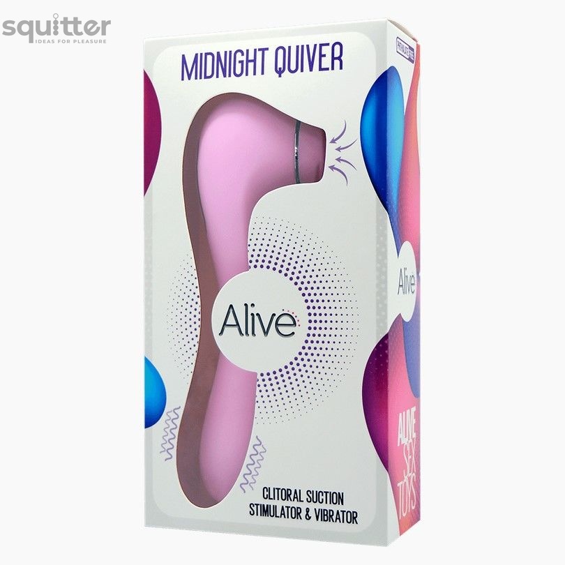 Вібратор і вакуумний стимулятор Alive Midnight Quiver Pink - іграшка 2 в 1 SO4473 фото