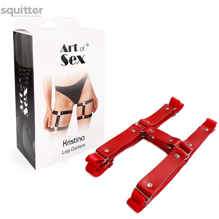 Гартеры на ногу из натуральной кожи Art of Sex - Kristina Leg Garters (2 шт), цвет Красный SO7011 фото