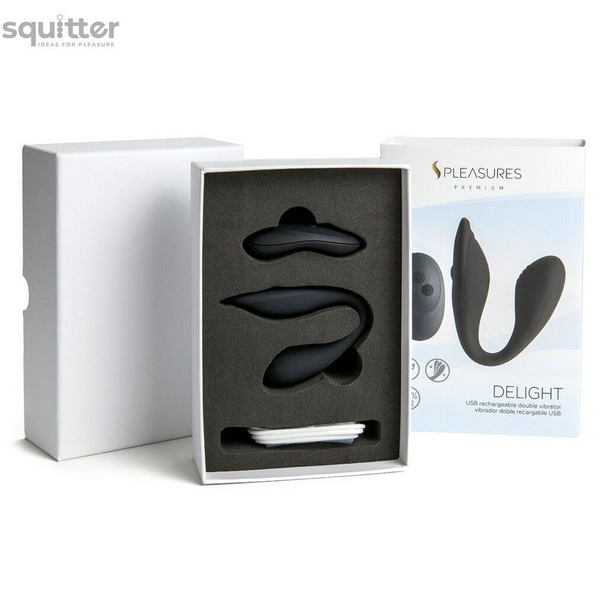Подвійний вібратор S Pleasures Premium Delight, чорний, для клітора та точки G, 10 режимів SX1611 - онлайн-сексшоп Сквітер