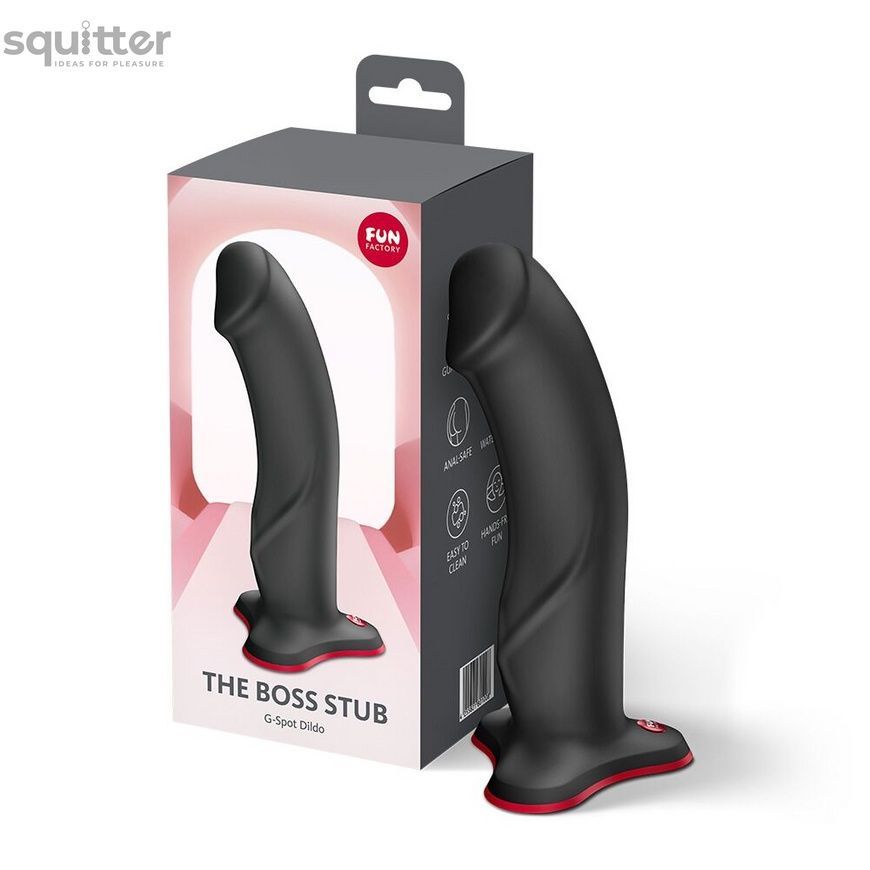 Фалоімітатор Fun Factory THE BOSS STUB Black, реалістична текстура, довжина 17,9 см, діаметр 4,1см SX3670 - онлайн-сексшоп Сквітер
