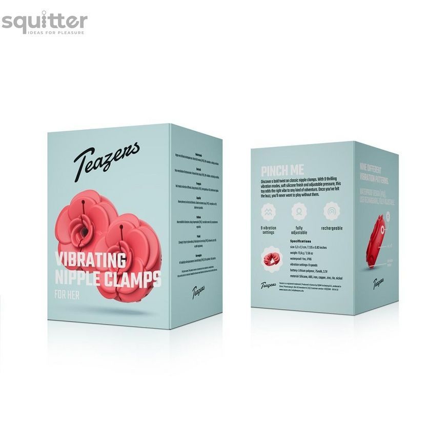 Затискачі для сосків з вібрацією Teazers Vibrating Nipple Clamps SX3905 - онлайн-сексшоп Сквітер