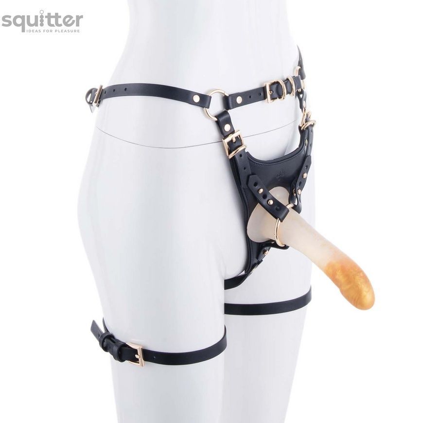 Страпон LOCKINK SEVANDA Queen Sheba Strapon Golden Dildo, регульовані кріплення, силіконовий дилдо SX0874 - онлайн-сексшоп Сквітер