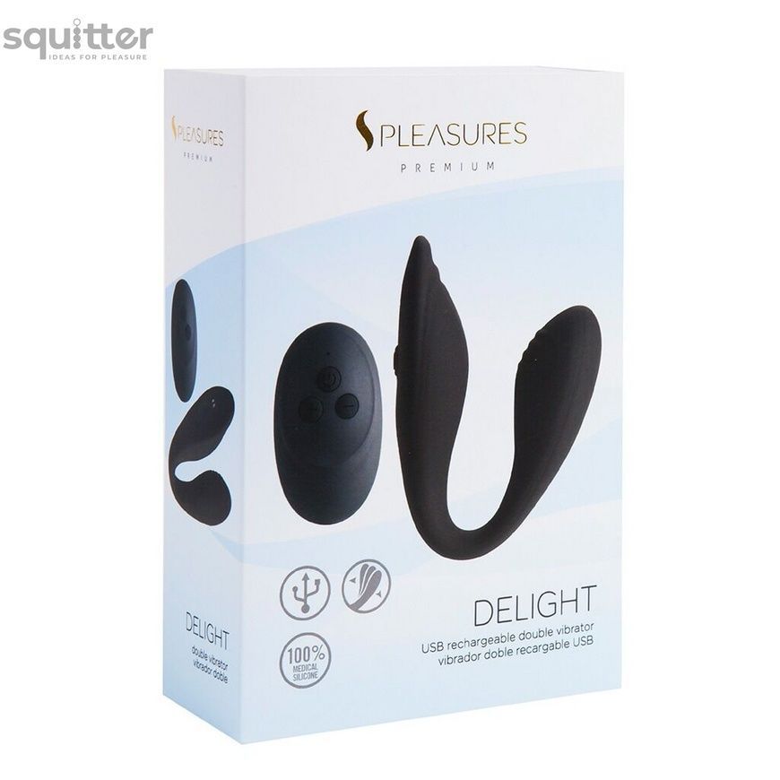 Подвійний вібратор S Pleasures Premium Delight, чорний, для клітора та точки G, 10 режимів SX1611 - онлайн-сексшоп Сквітер