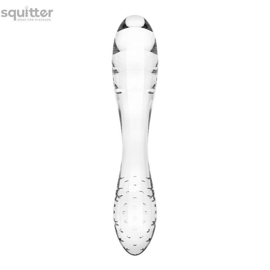 Двосторонній скляний дилдо Satisfyer Dazzling Crystal 1 Transparent, дуже міцний, без стопера SO8785 - онлайн-сексшоп Сквітер