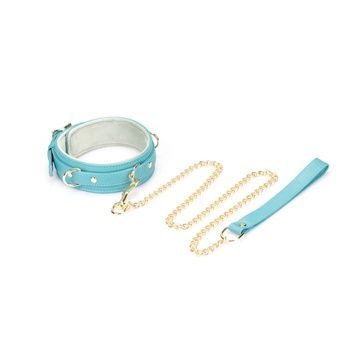 Нашийник з повідцем Liebe Seele Blue Lamb Leather Collar with Velvet Lining SX4843 - онлайн-сексшоп Сквітер