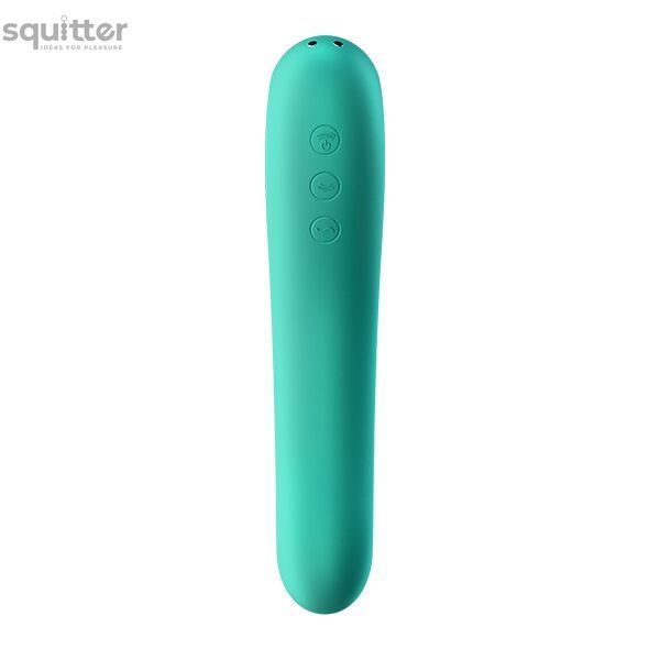 Вакуумный стимулятор с вибрацией Satisfyer Dual Kiss Green SO6116 - онлайн-сексшоп Сквитер