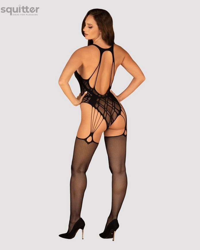 Бодистокинг Obsessive Bodystocking G324 XL/XXL black, силуэтный рисунок SO7246 - онлайн-сексшоп Сквитер