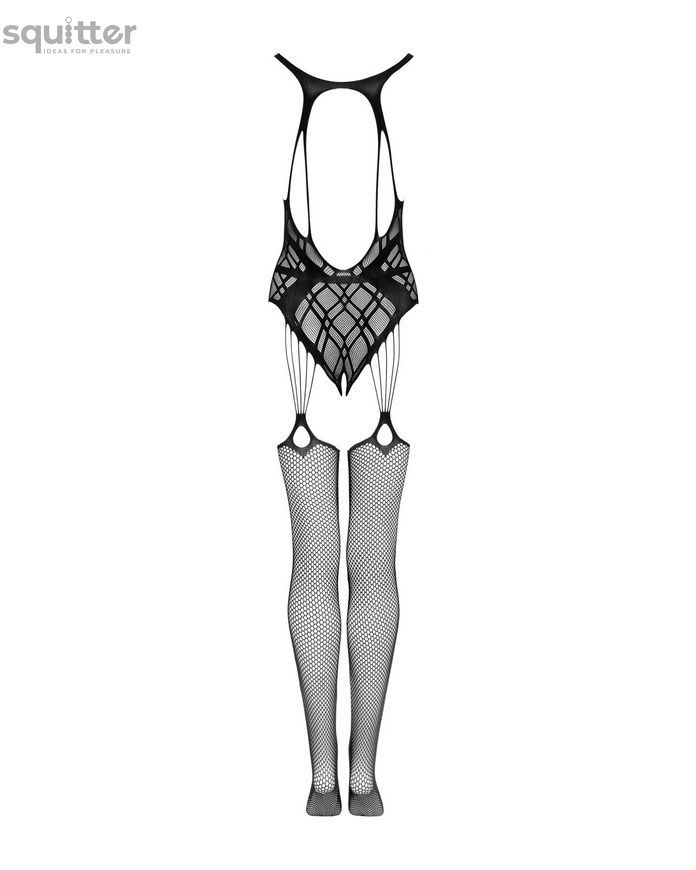 Бодистокинг Obsessive Bodystocking G324 XL/XXL black, силуэтный рисунок SO7246 - онлайн-сексшоп Сквитер