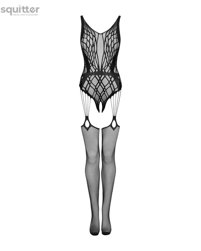 Бодистокинг Obsessive Bodystocking G324 XL/XXL black, силуэтный рисунок SO7246 - онлайн-сексшоп Сквитер